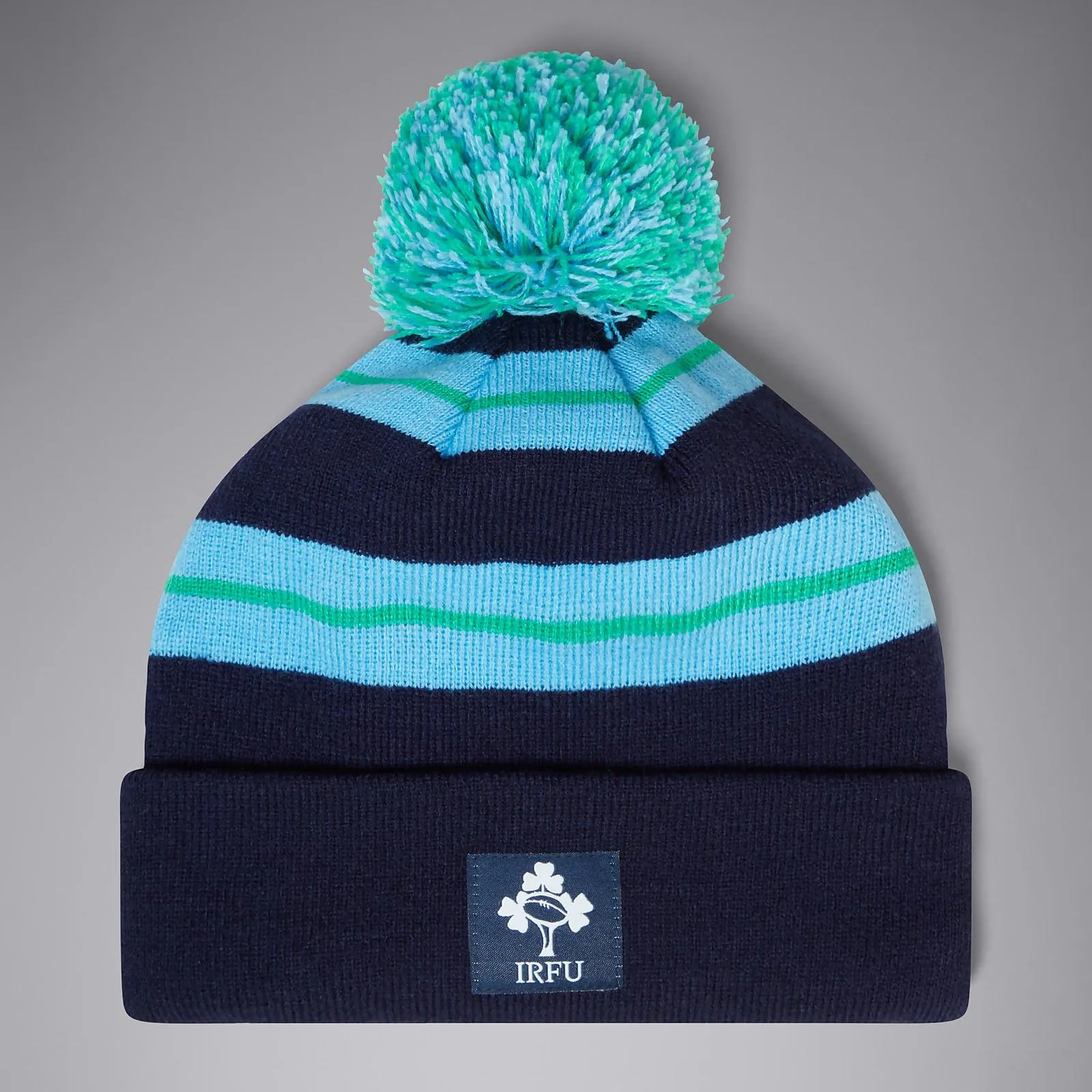 ADULT UNISEX IRELAND BOBBLE HAT BLUE/BLUE