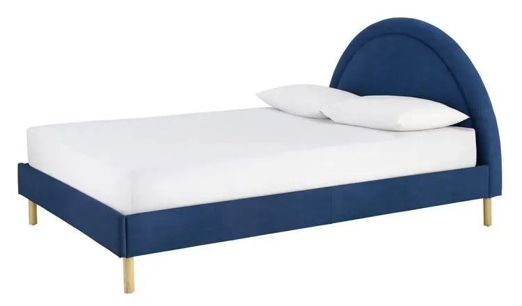 Habitat Sol Sunrise Kingsize Velvet Bed Frame - Blue