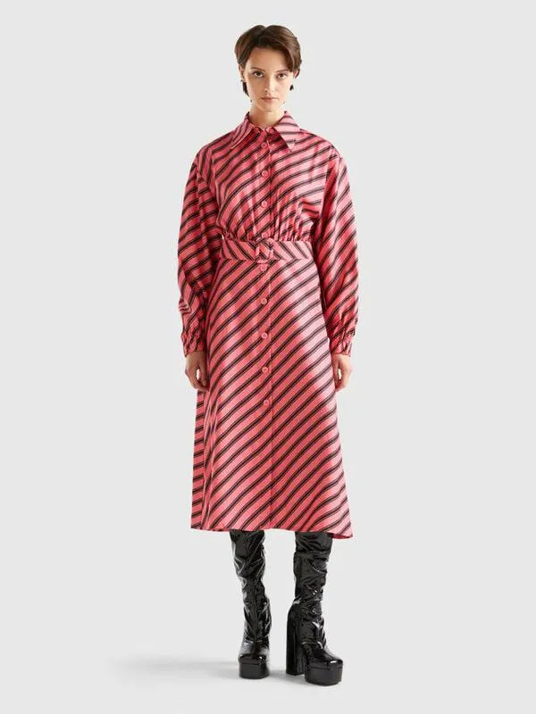 Regimental striped midi dress