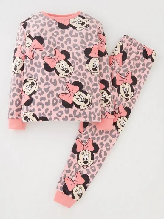 Animal Print Fleece Pyjamas - Pink