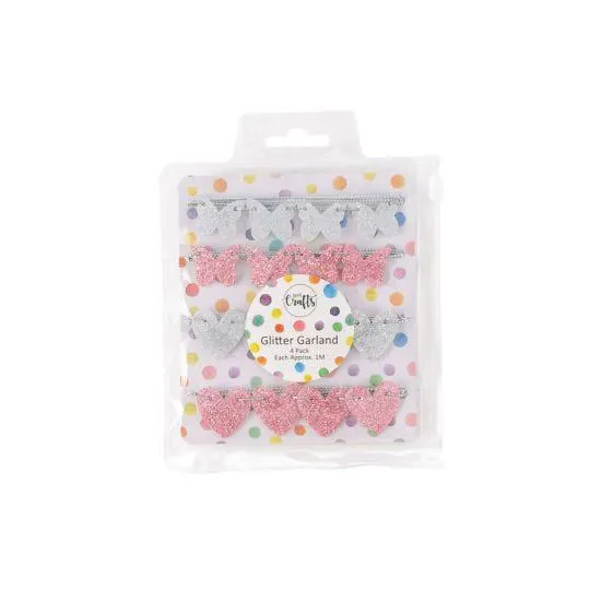 1893 Crafts Glitter Star and Heart Garland