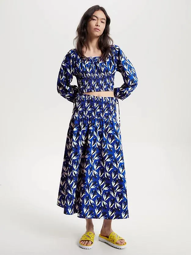 Tommy Hilfiger x Vacation Floral Print Ruched Maxi Skirt