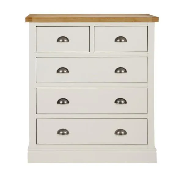 Compton 5 Drawer Chest, Ivory & Oak