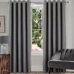 Home Curtains Spencer Pair of Brushed Faux Wool Blackout Thermal Lined Eyelet Curtains