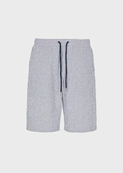 Pinstriped cotton seersucker board shorts