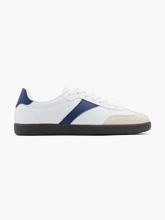 Women's White/Navy Gum Sole Trainer
