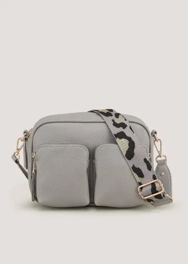 Grey Interest Strap Crossbody Bag - One Size