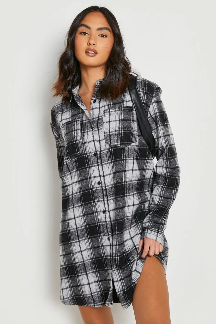 Oversized Check Shirt Dress