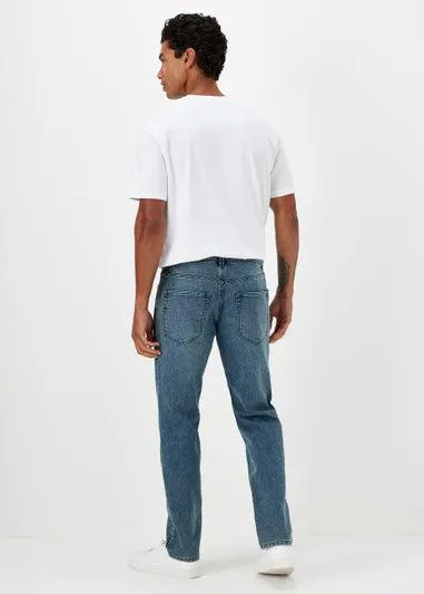 Mid Wash Ultra Comfort Slim Fit Jeans - 28 Waist Short