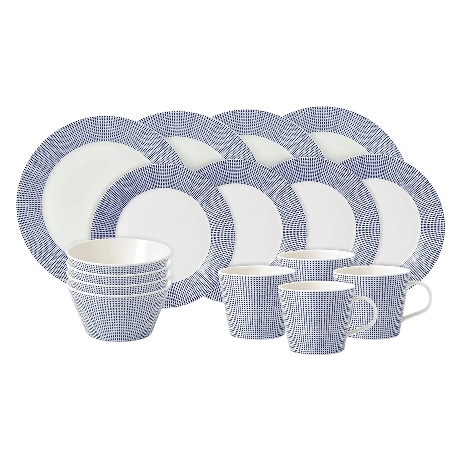 Blue Dots 16 Piece Dinner Set