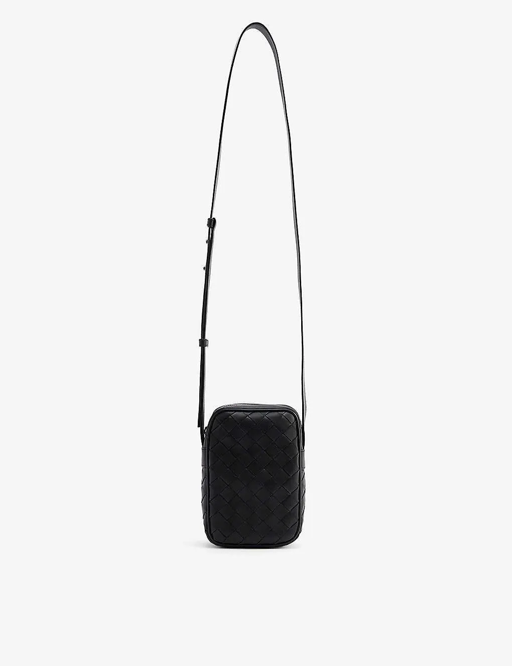 Intrecciato leather cross-body phone pouch