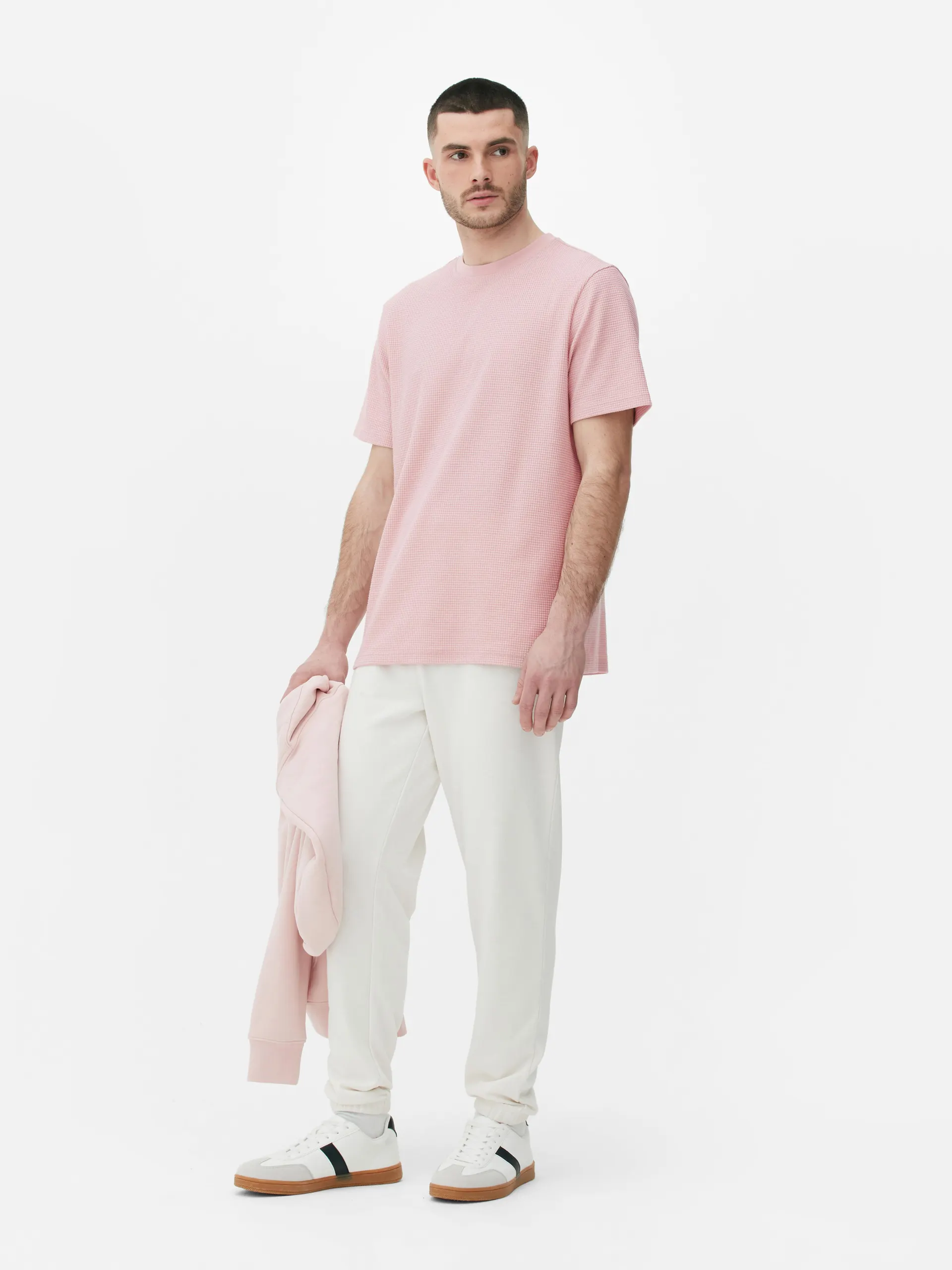 T-Shirt mit Rundhalsausschnitt und Waffelmuster