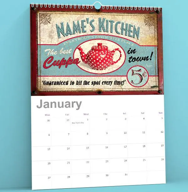 Bar Signs Personalised Text Calendar