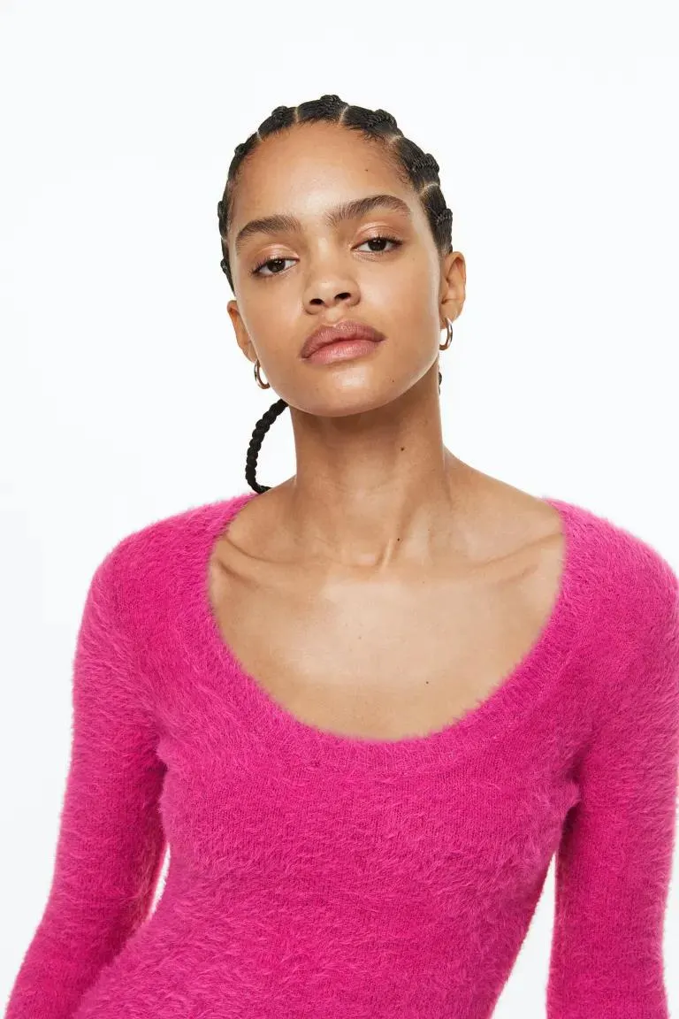 Fluffy-knit bodycon dress