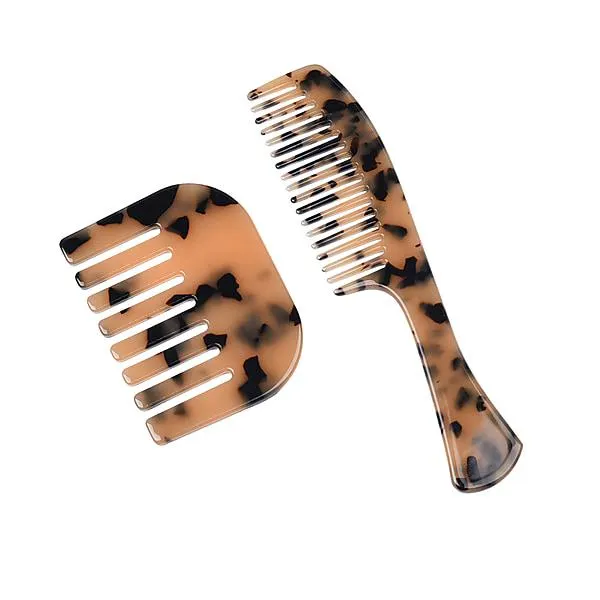 2 Piece Set - Leopard Pattern Acetic Acid Comb