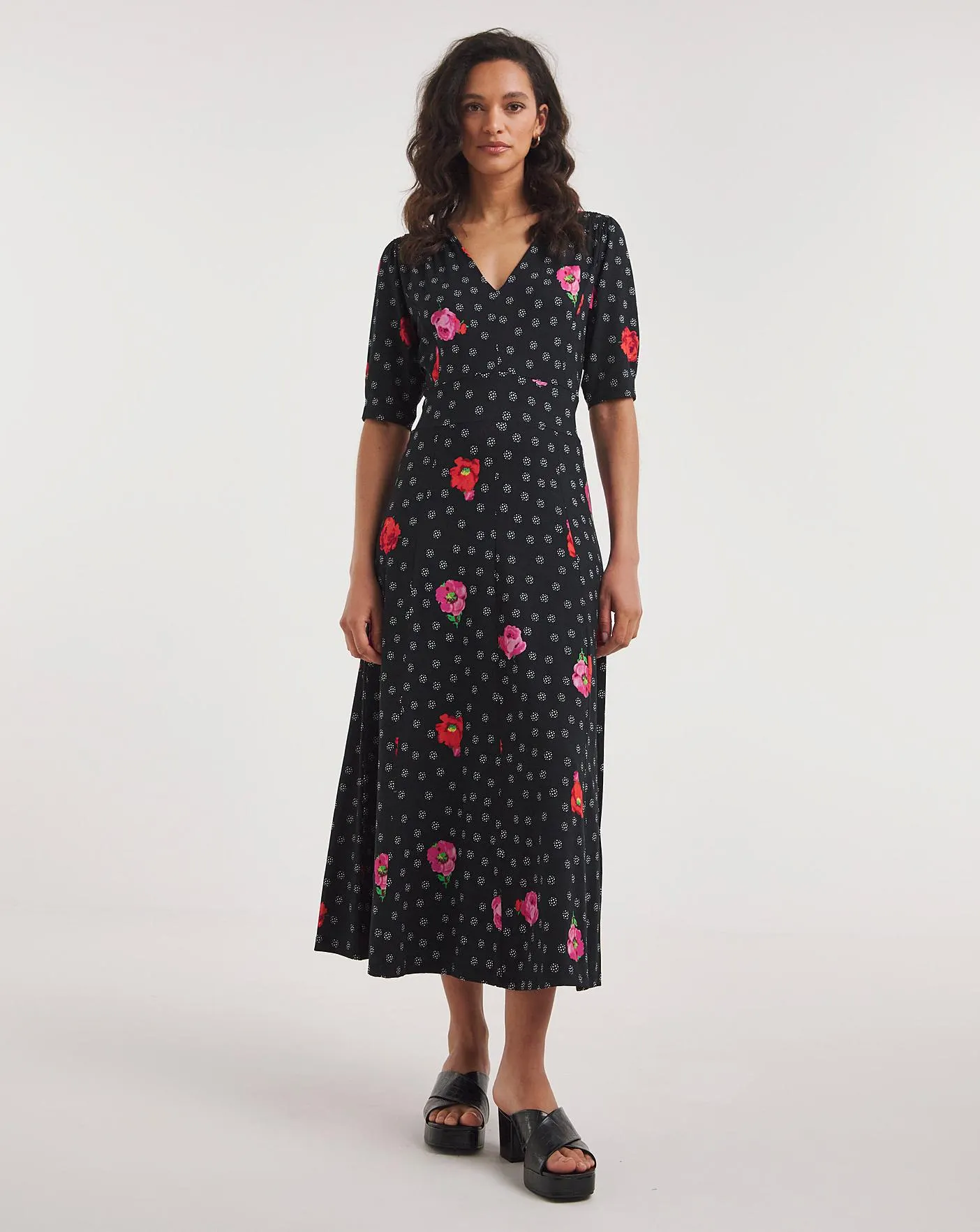 Joe Browns Vintage Valerie Floral Spot Jersey Dress
