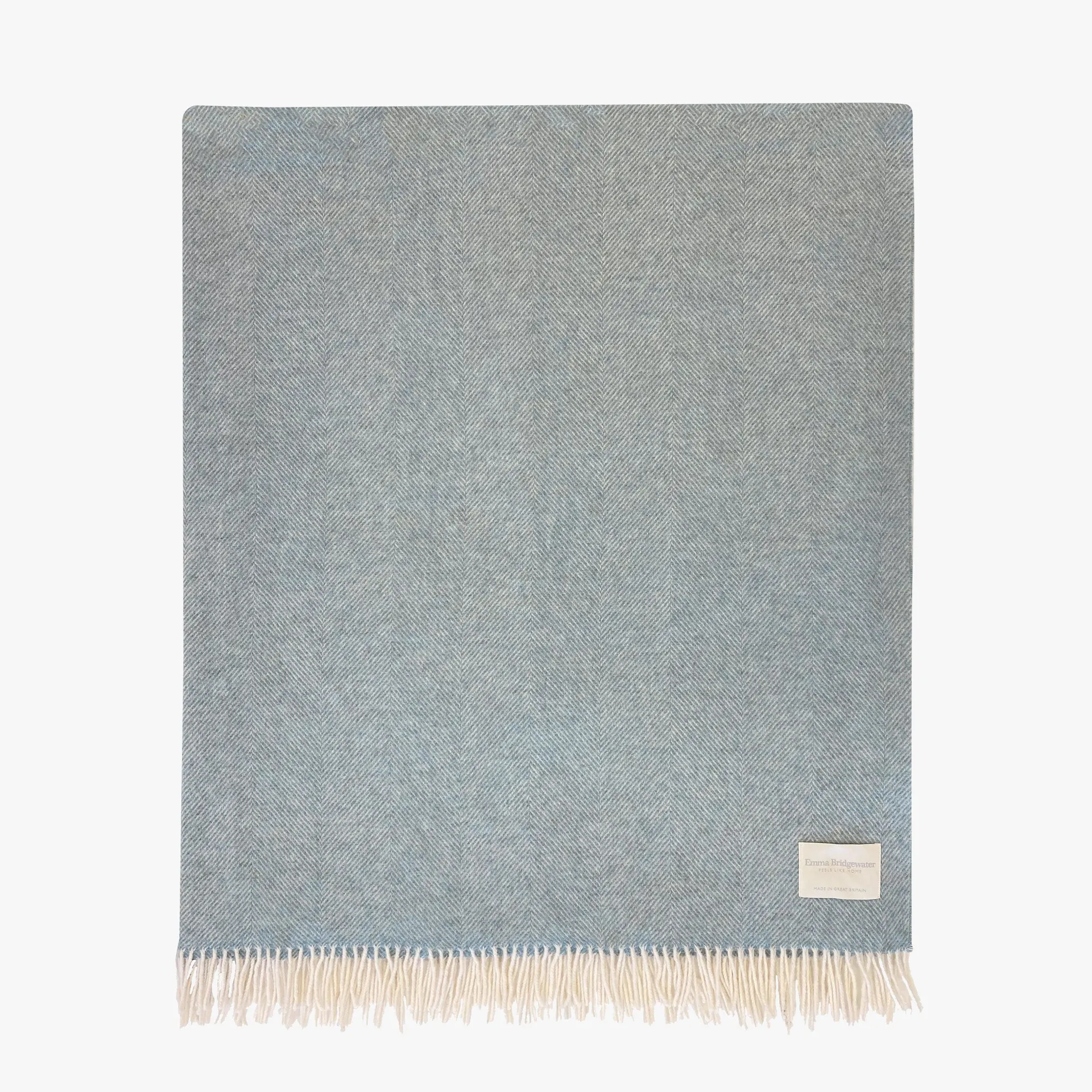 Duck Egg Herringbone Wool Throw 140x185cm