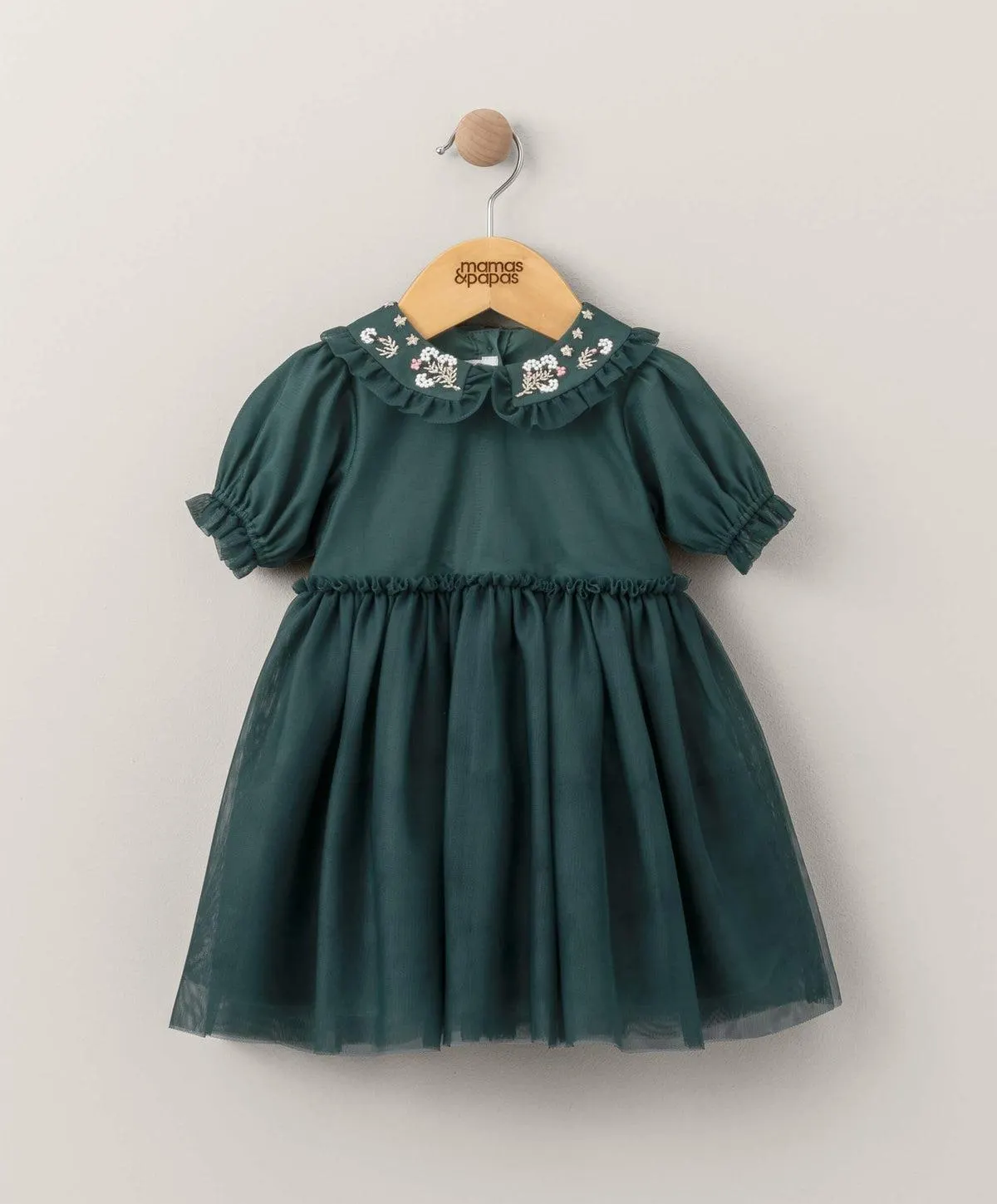 Embroidered Mesh Dress - Green