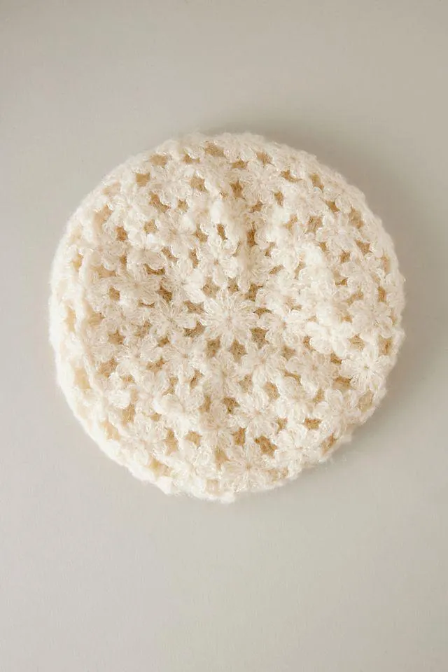 Floral Crochet Beret