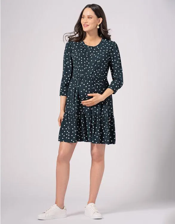 Green Polka Dot Maternity & Nursing Dress