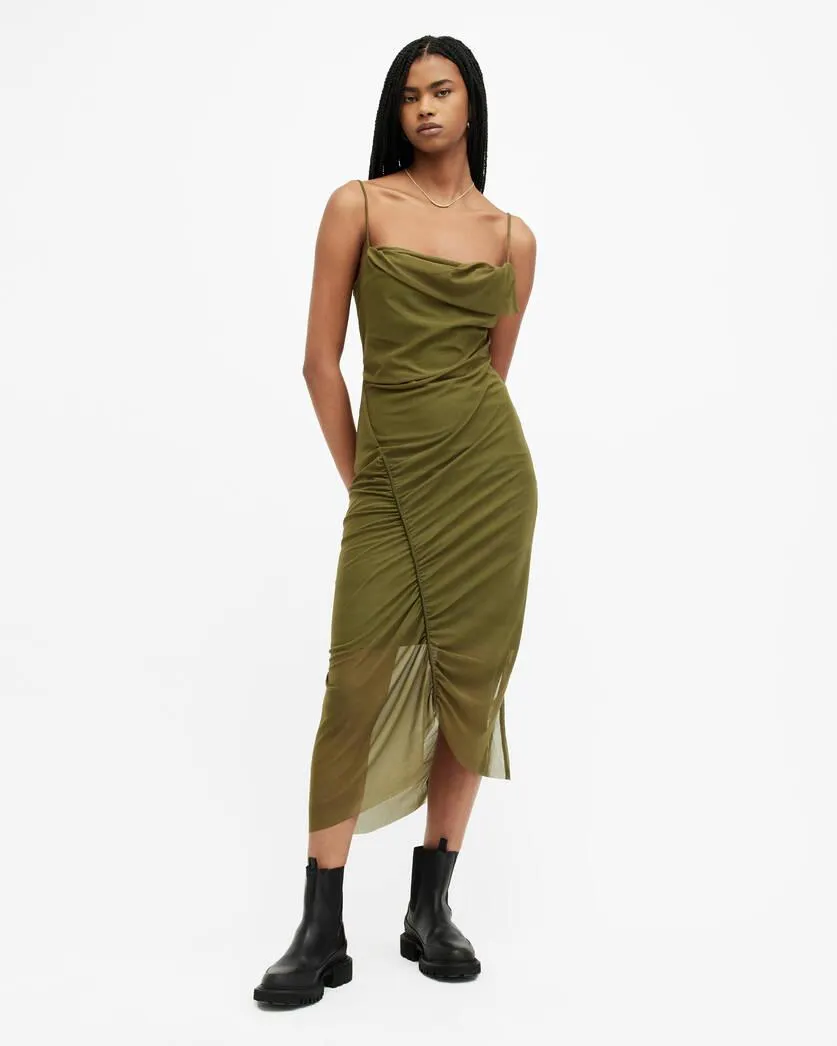 Ulla Mesh Draped Midi Dress