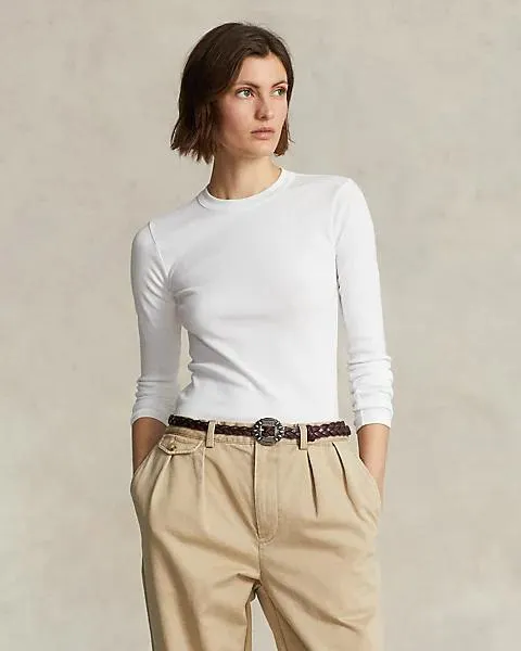 Rib-knit Cotton Long-Sleeve T-Shirt