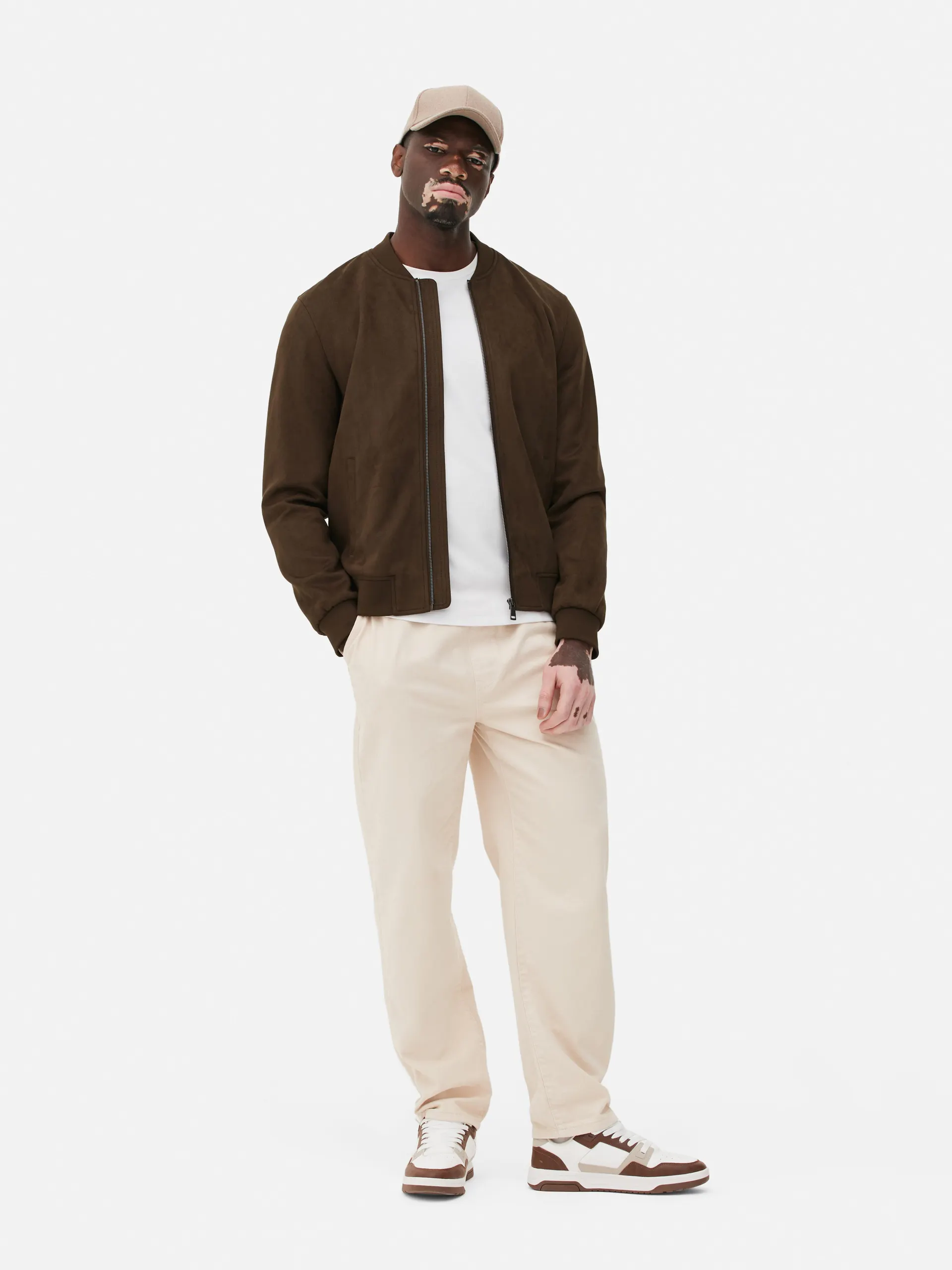 Faux Suede Bomber Jacket