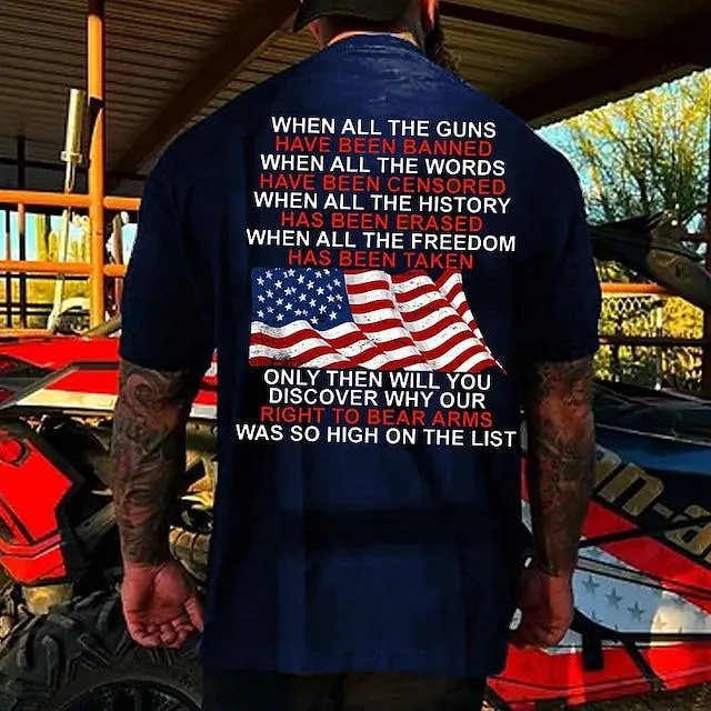 Letter National Flag Designer Retro Vintage Men's 3D Print T shirt Tee Graphic Tee Back Print T Shirt Outdoor Daily Vacation T shirt Black Navy Blue Army Green Short Sleeve Crew Neck Shirt Spring