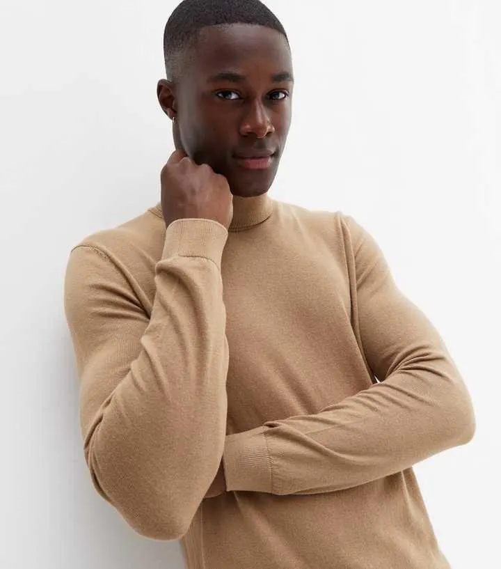 Camel Roll Neck Slim Fit Jumper