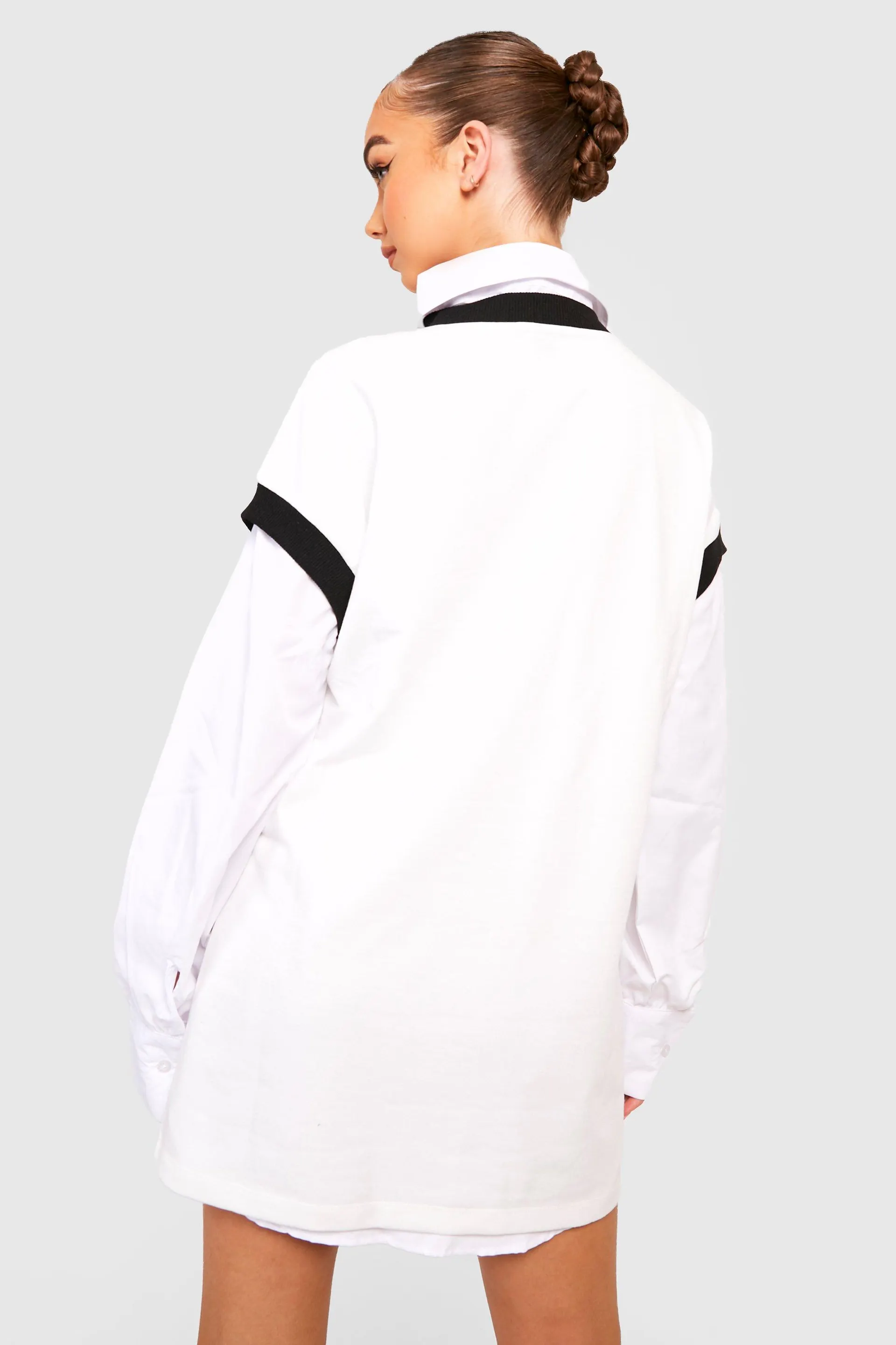 Contrast Binding 2 In 1 Sweatshirt Dress