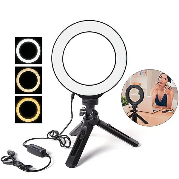 3 Modes Dimmable LED Ring Light with Tripod Stand