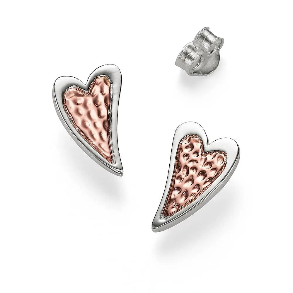 Heart's Content Silver Stud Earrings