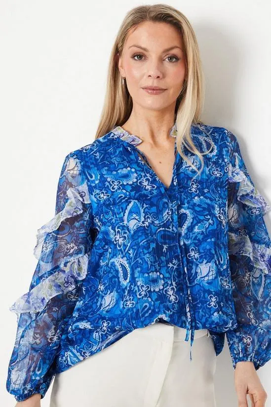 Frill Detail Balloon Sleeve Blouse