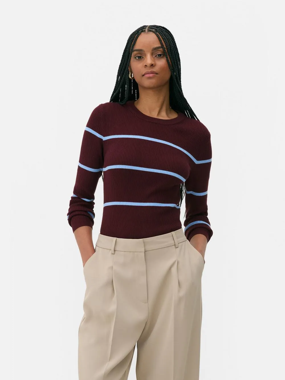 Ribbed Crew Neck Jumper