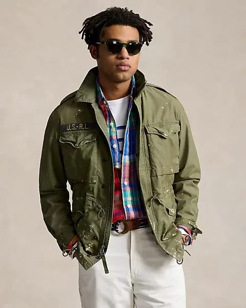 Paint-Splatter Twill Field Jacket