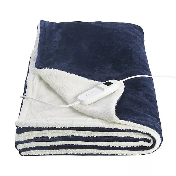 Lakeland Sherpa Electric Heated Throw Dark Peacock Blue
