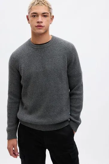 CashSoft Waffle Knit Crew Neck Jumper