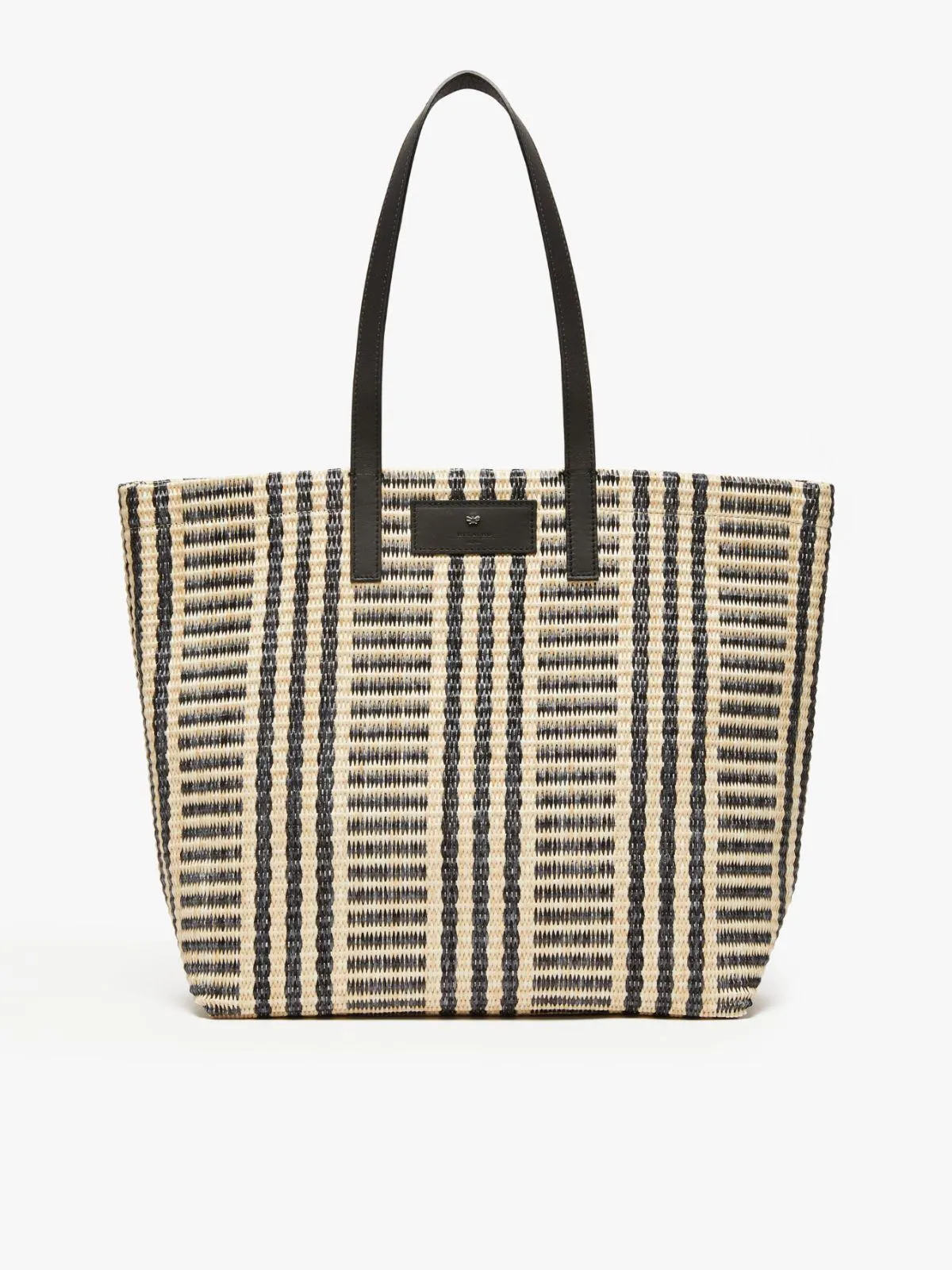 Raffia-look jacquard shopping tote