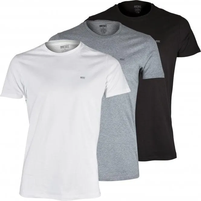 3-Pack Pure Cotton T-Shirts, Black/Grey/White