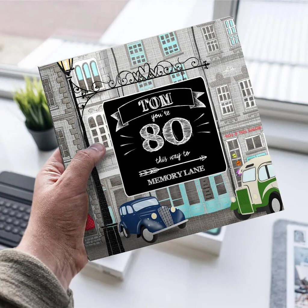 Personalised 80th Birthday Book 'Memory Lane'