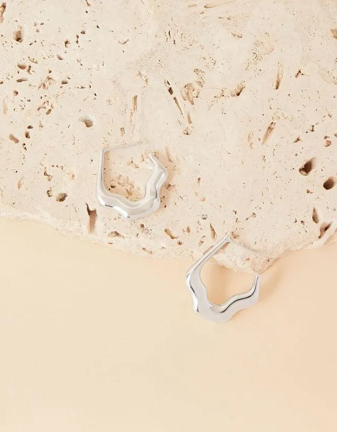 Silver-Plated Bubble Molten Hoops