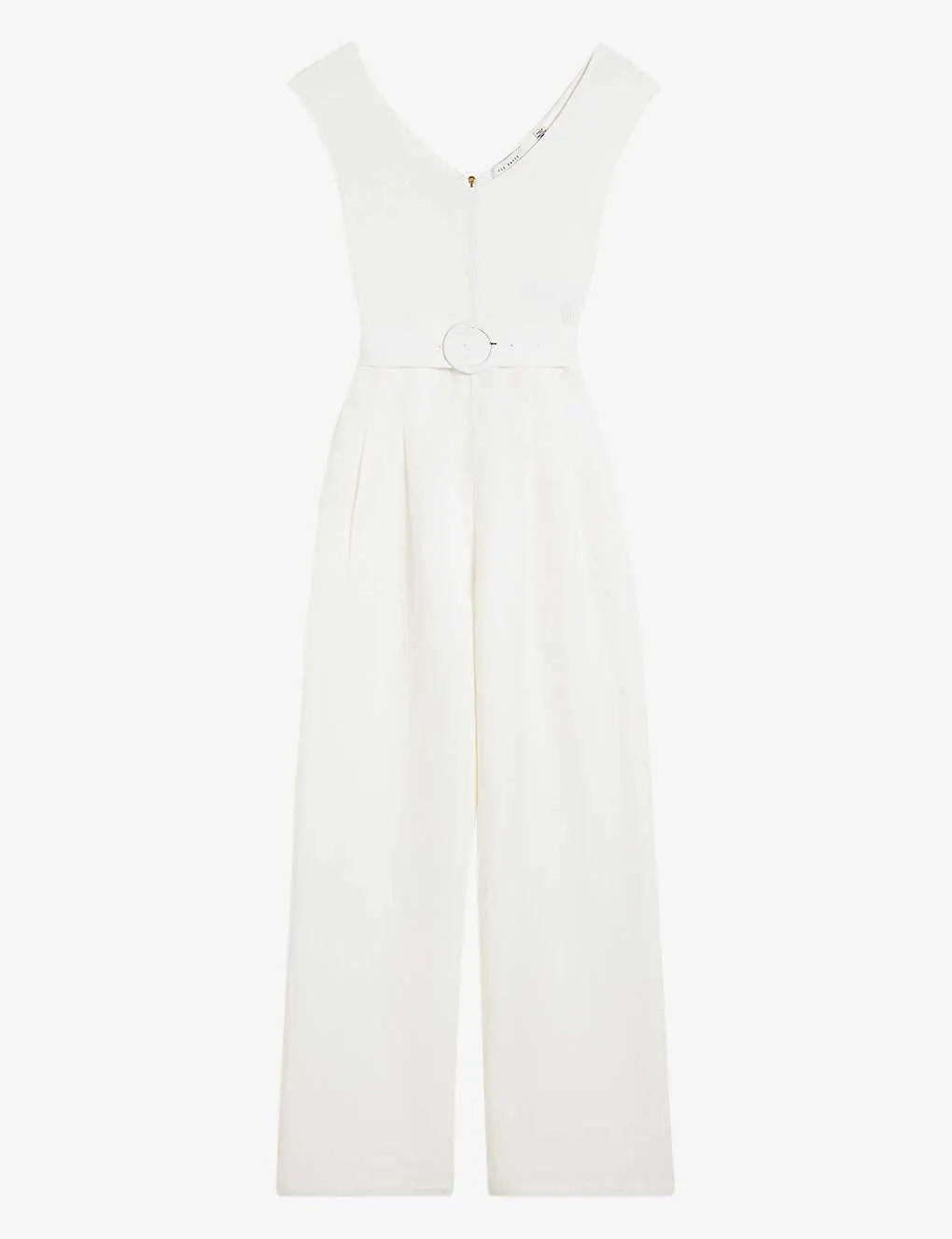 Tabbiaa knitted-bodice wide-leg woven jumpsuit