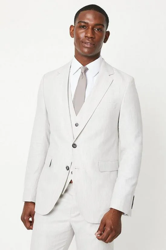 Linen Blend Slim Fit Suit Jacket