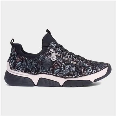 Womens Black Multi Print Casual Shoe