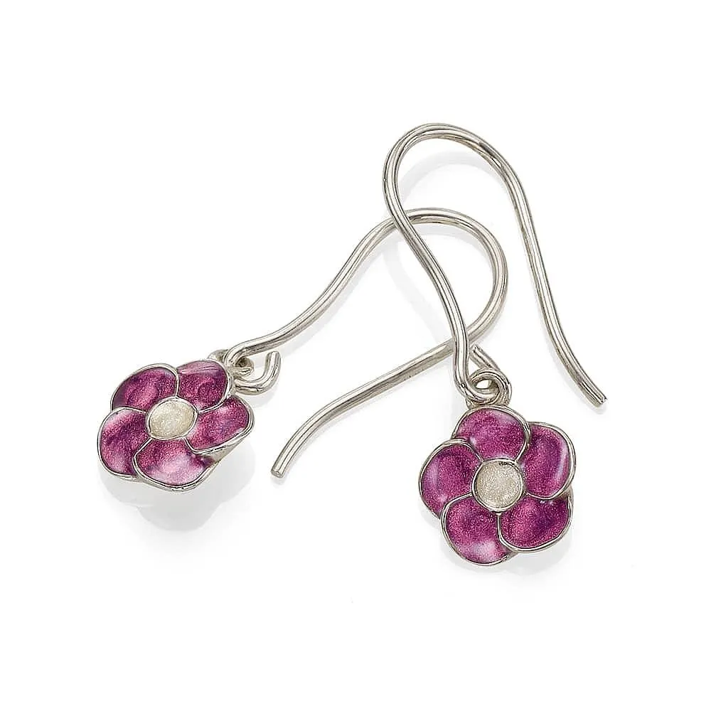 Plum Posy Silver Earrings