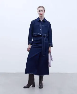 Midi denim skirt
