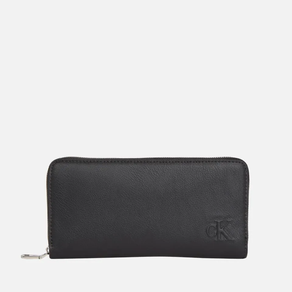 Calvin Klein Jeans Logo Faux Leather-Blend Wristlet