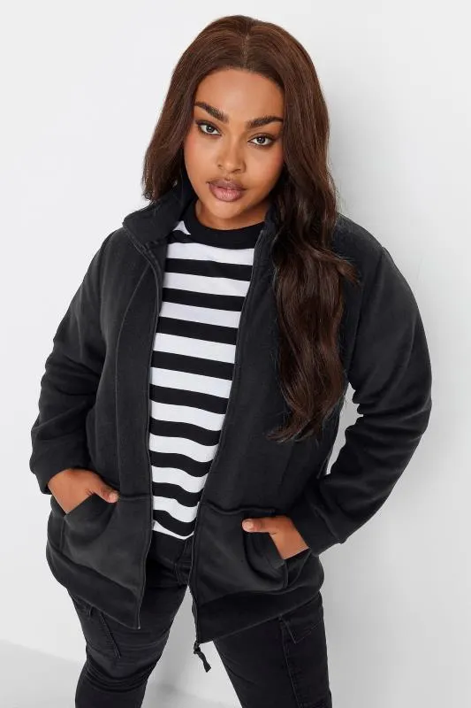 YOURS Curve Black Zip Fleece Jacket
