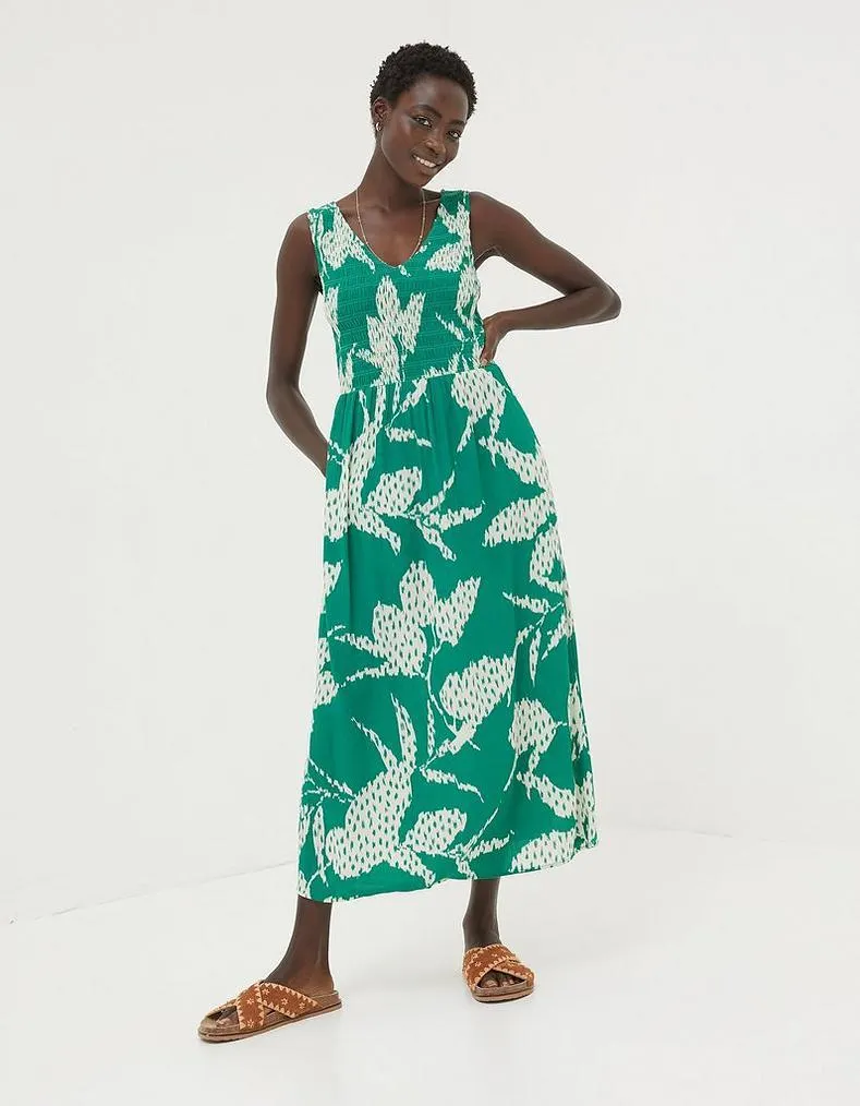 Aria Textured Leaves Midi Dress