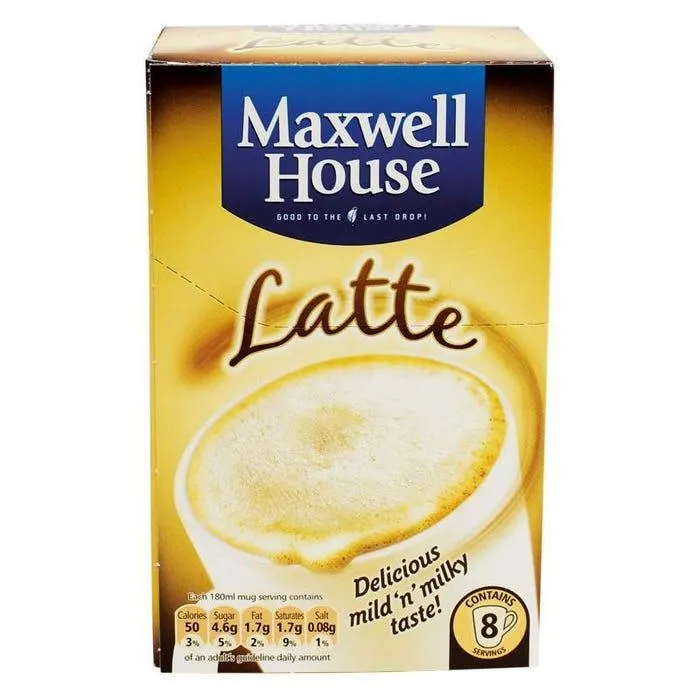 Maxwell House Classic Roast Latte Instant Coffee Sachets x8